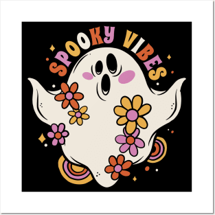 Retro Spooky Vibes // Vintage Halloween Groovy Ghost Posters and Art